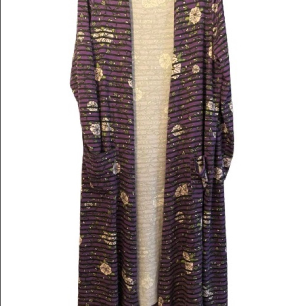 LULAROE NWOT Purple Morning Glory Striped Sarah XL